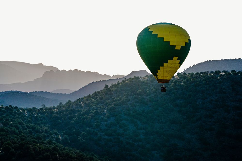 Forest landscape & flying balloon border background   psd