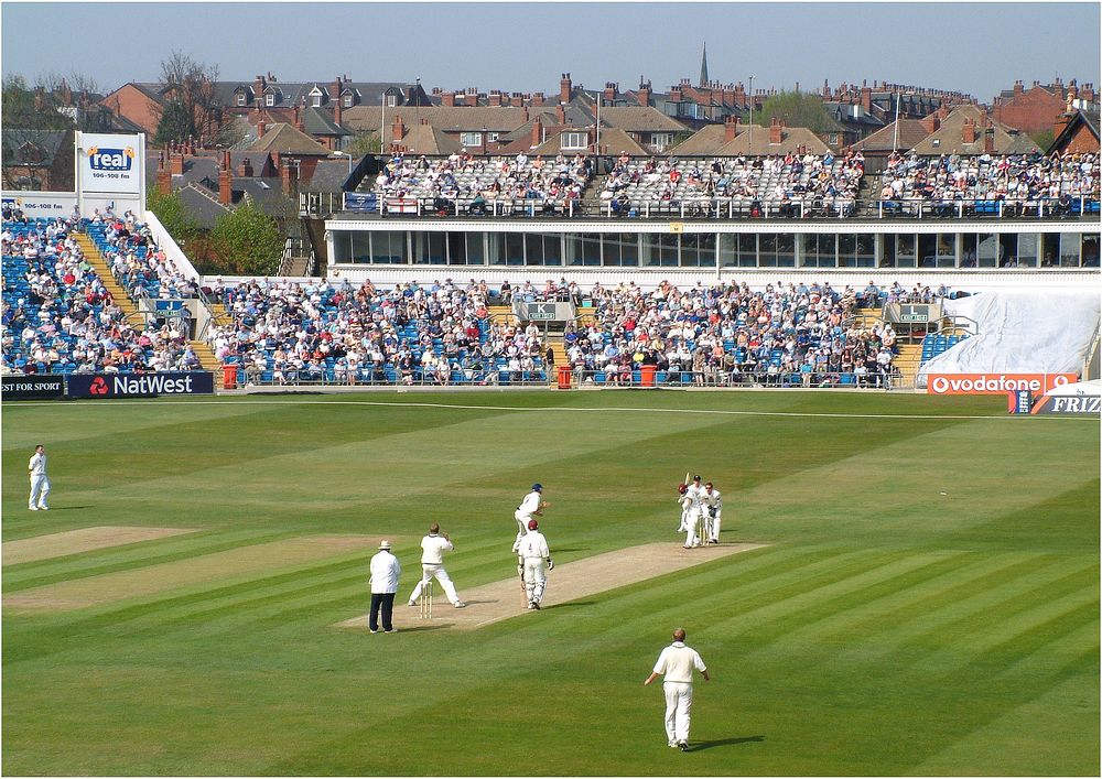 Cricket game. Headingley, Leeds, UK. 17 April 2003.
