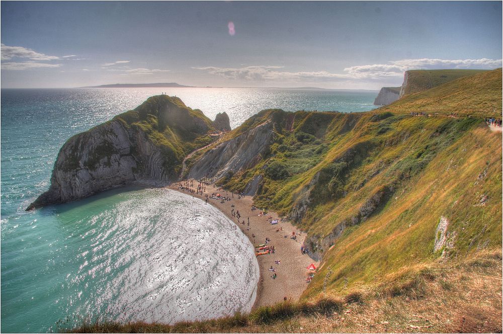 Seashore, coastline, ocean bay landscape.