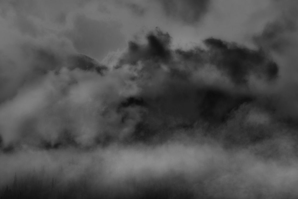 Black & white clouds, border background   psd