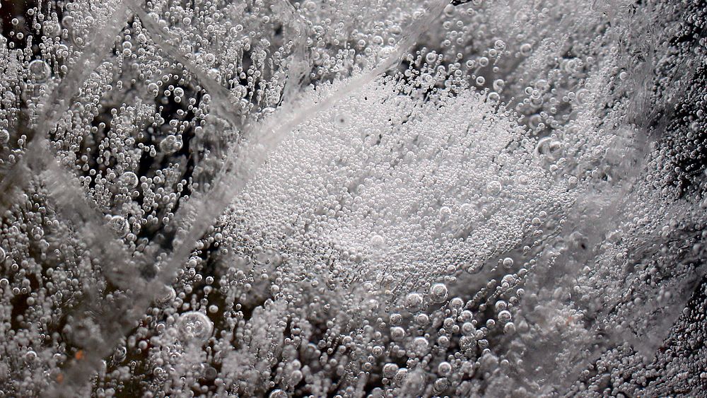 Air bubble, frozen ice lake.