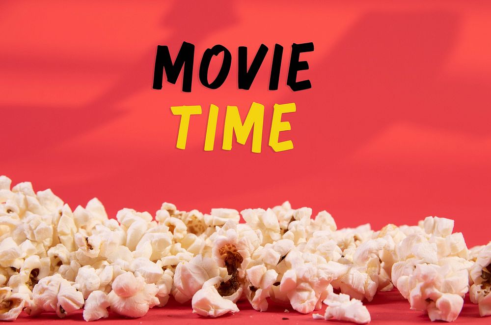 Popcorn, movie time, miniature advertising.