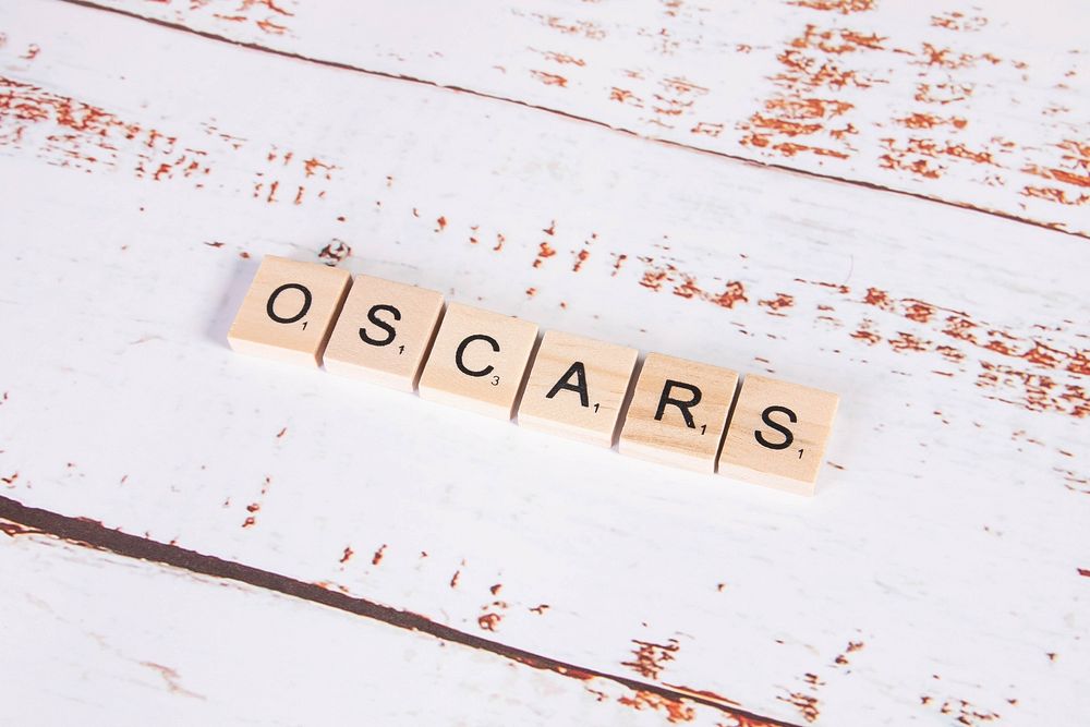 Oscars text on Scrabble pieces. 30 JUNE 2023 - BANGKOK, THAILAND
