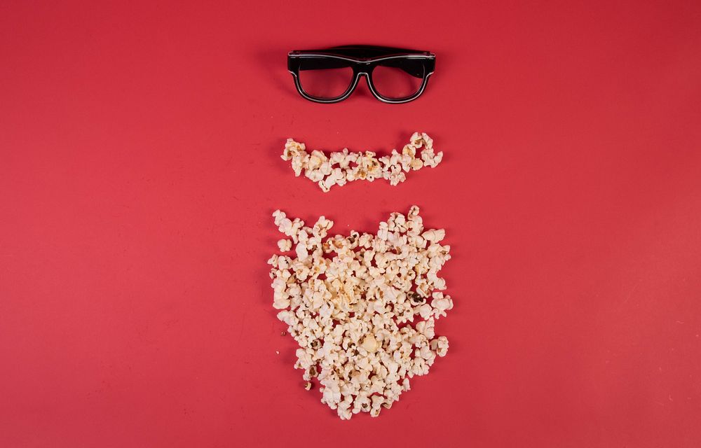 Popcorn happy face, movie time.