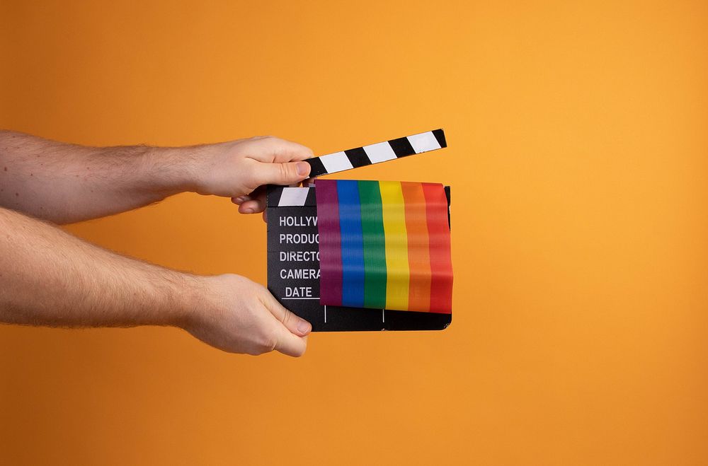 Rainbow movie clapper, pride campaign.