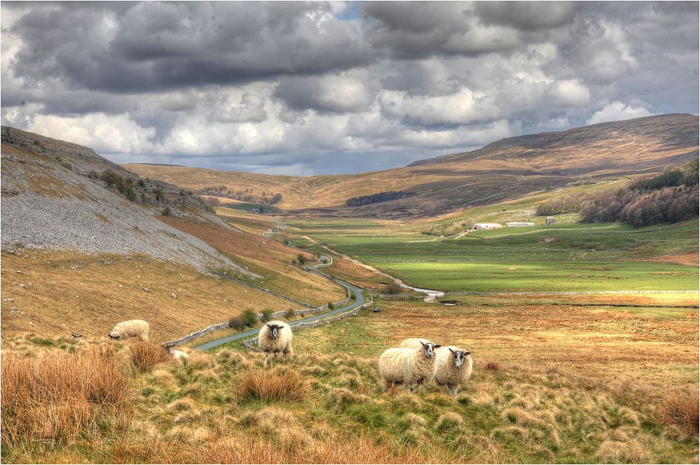 Dent village, countryside road journey.