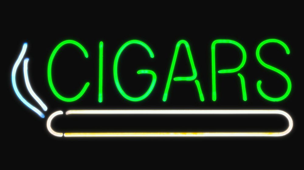 Cigars neon sign collage element psd