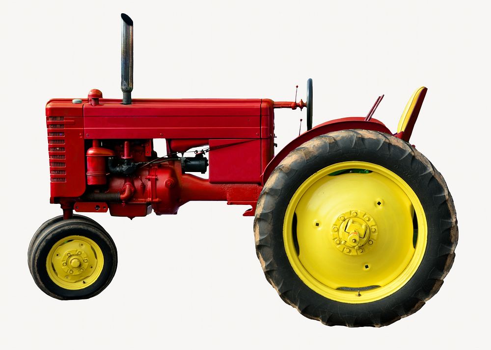 Red tractor isolated image
