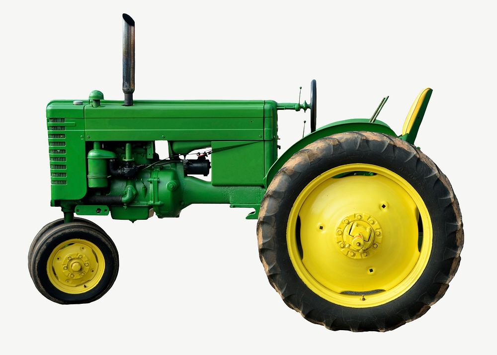 Green tractor collage element psd