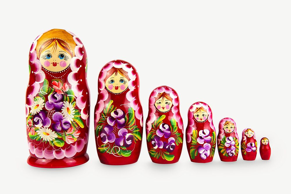 Matryoshka Russian dolls collage element psd