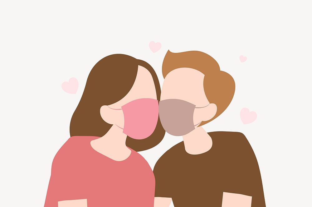 Dating during Covid-19 collage element vector