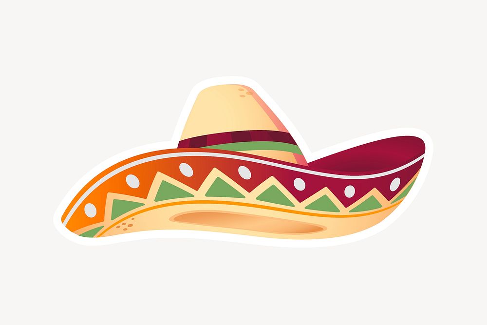 Colorful Mexican sombrero hat illustration element vector
