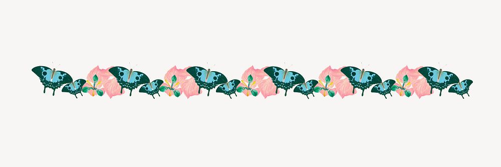 Vintage butterfly pattern border element psd