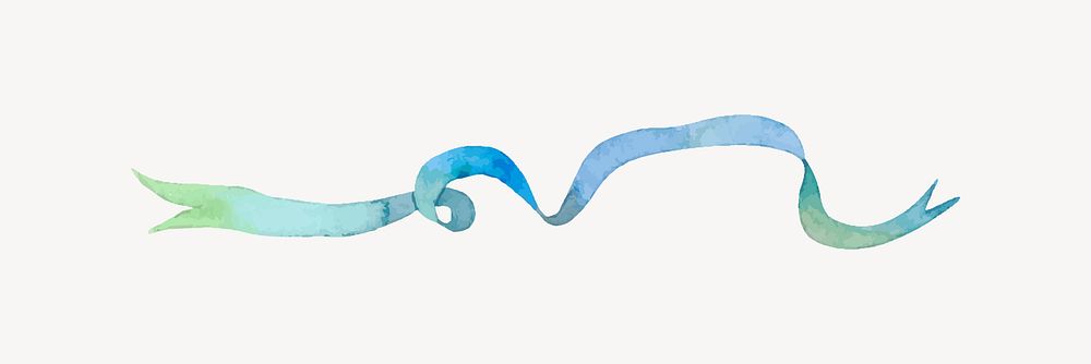 Blue & green ribbon clipart, watercolor vector