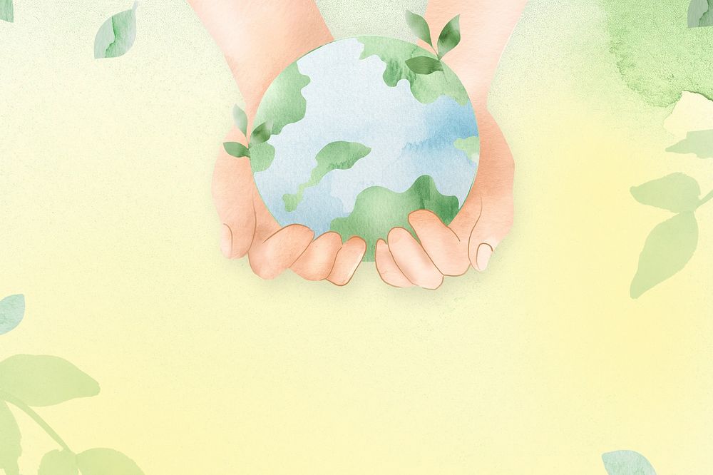 Save the planet background, watercolor illustration
