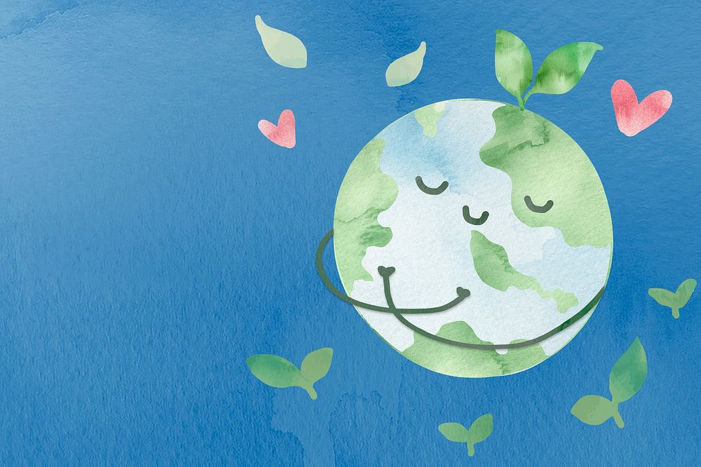Save the world background, cute environment watercolor design
