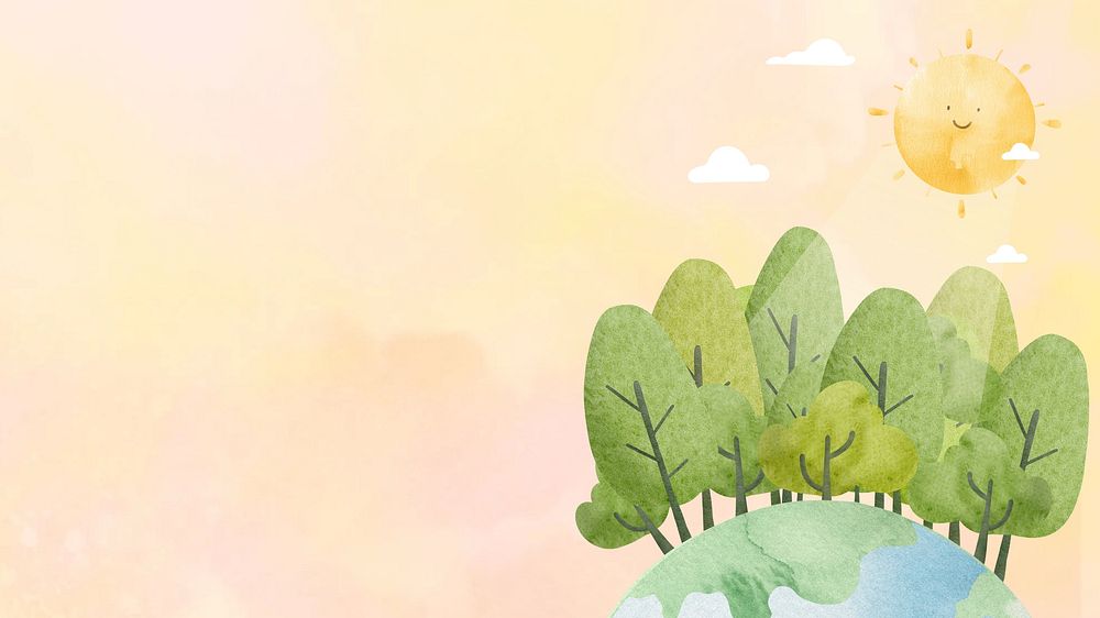 Forest & earth desktop wallpaper, cute watercolor aesthetic