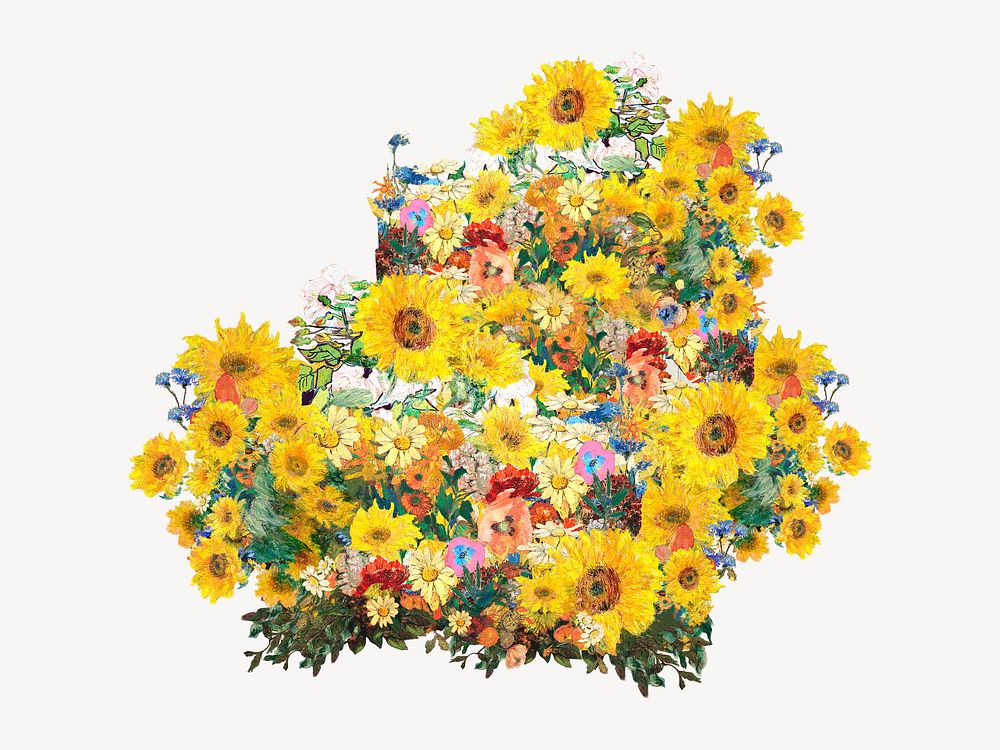 Van Gogh's sunflower collage element psd. Remixed by rawpixel.