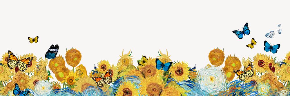 Van Gogh's sunflowers border collage element psd. Remixed by rawpixel.