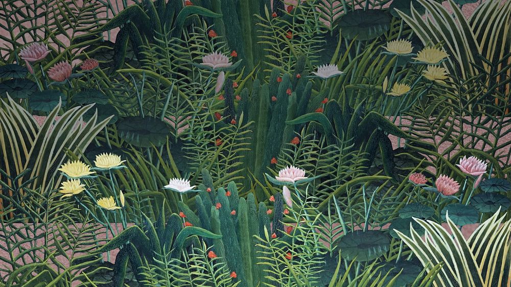 Henri Rousseau's nature desktop wallpaper, remixed by rawpixel
