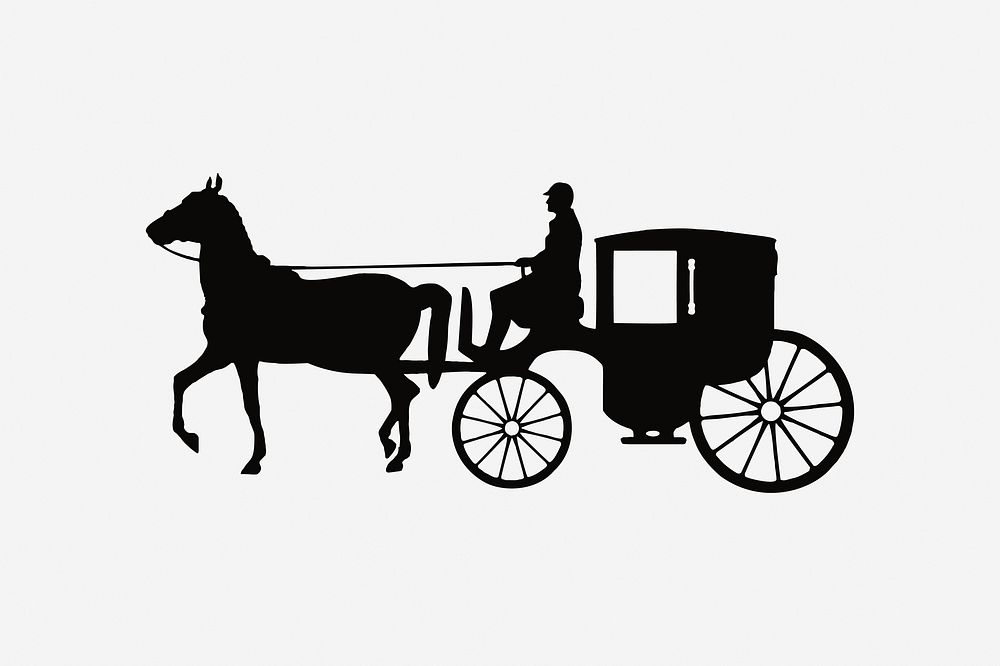 Horse carriage illustration. Free public domain CC0 image.