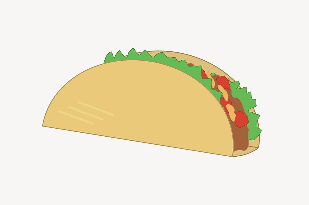 Taco Mexican food illustration. Free public domain CC0 image.