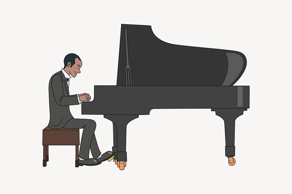 Pianist illustration. Free public domain CC0 image.