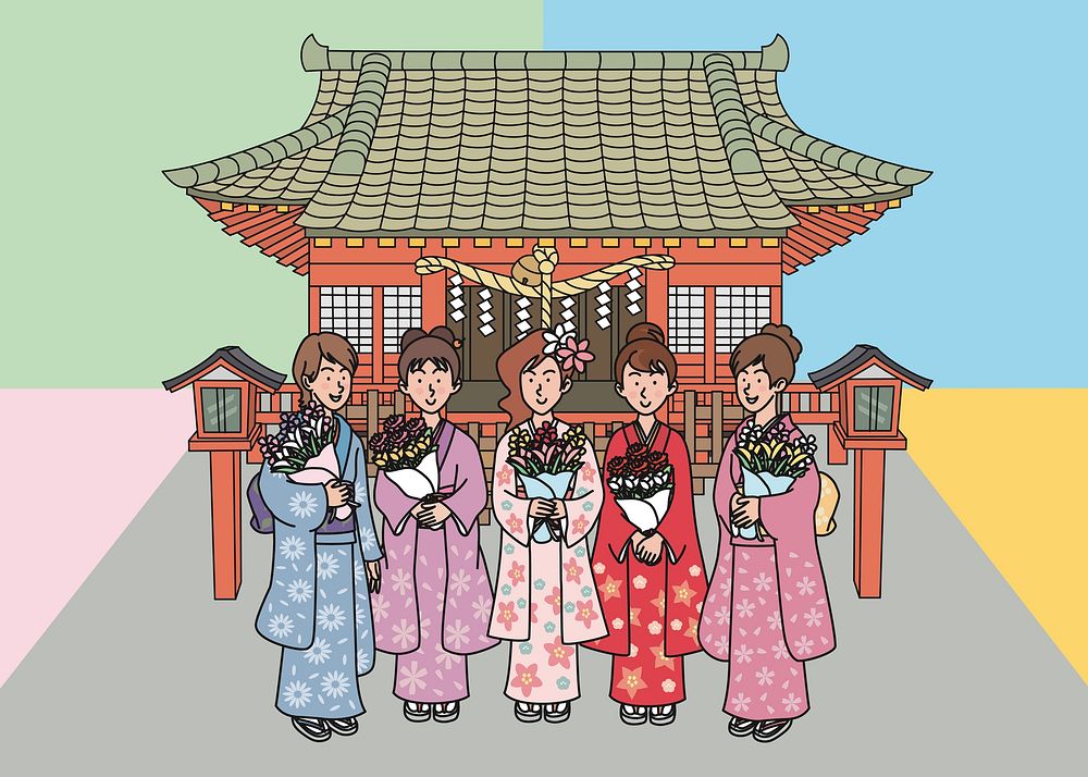 Japanese girl illustration. Free public domain CC0 image.