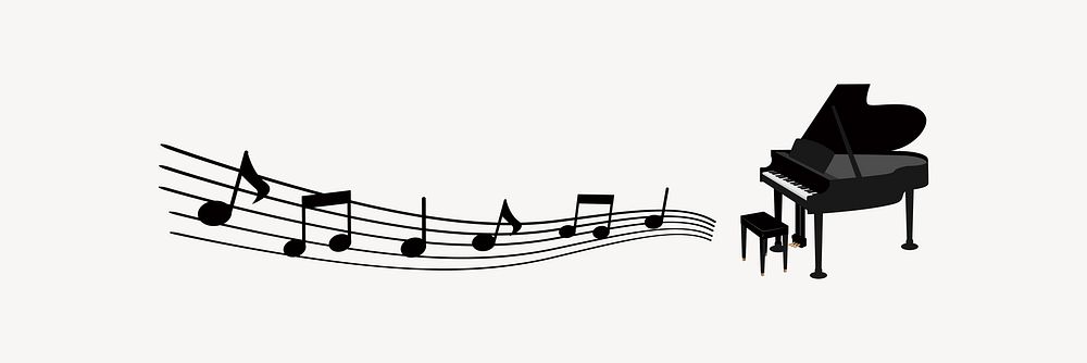 Piano notes clipart illustration vector. Free public domain CC0 image.