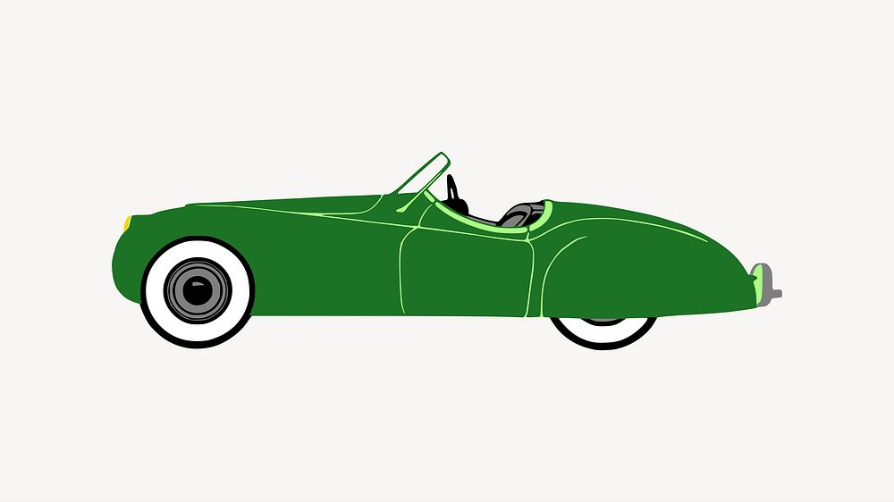 Green classic car clipart illustration vector. Free public domain CC0 image.