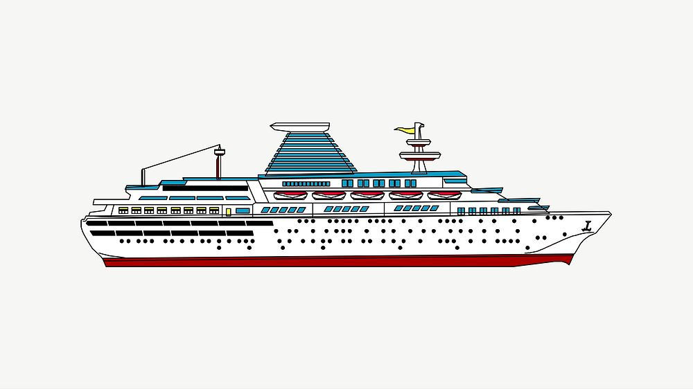 Cruise ship clipart illustration psd. Free public domain CC0 image.