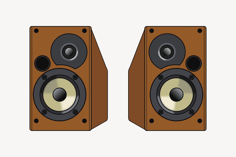 Stereo speakers illustration. Free public domain CC0 image.