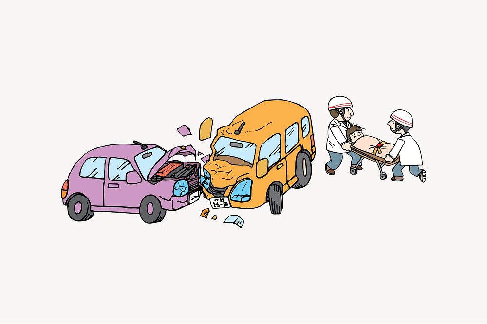 Car accident clipart illustration vector. Free public domain CC0 image.