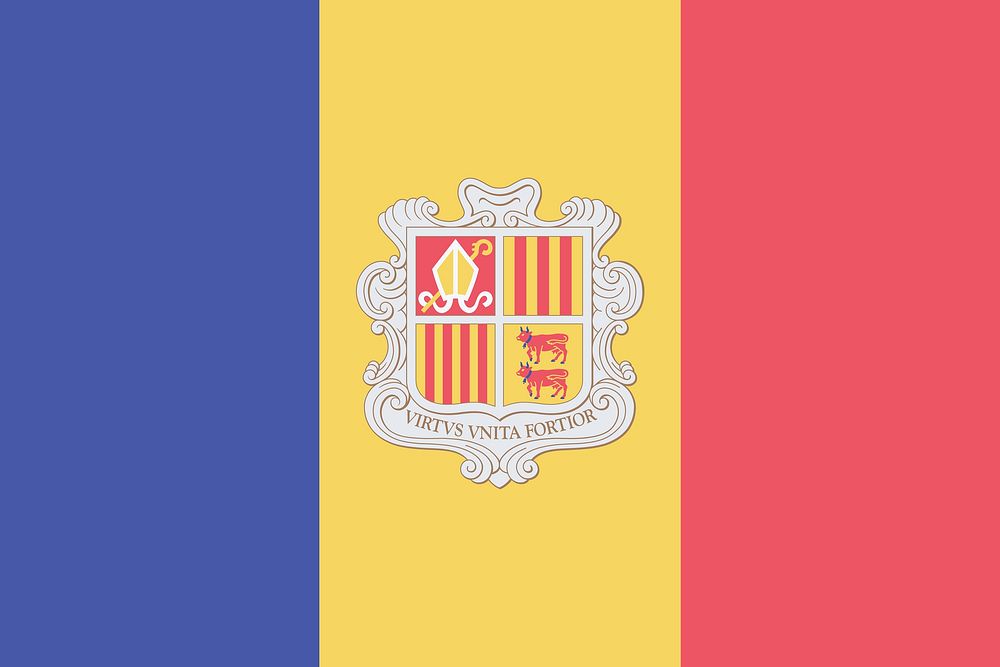 Flag of Andorra illustration. Free public domain CC0 image.