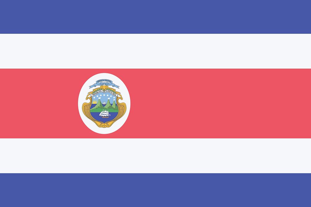 Flag of Costa Rica illustration. Free public domain CC0 image.