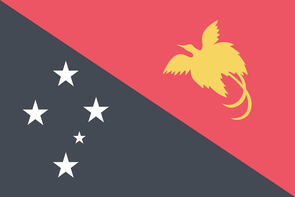 Flag of Papua New Guinea illustration. Free public domain CC0 image.
