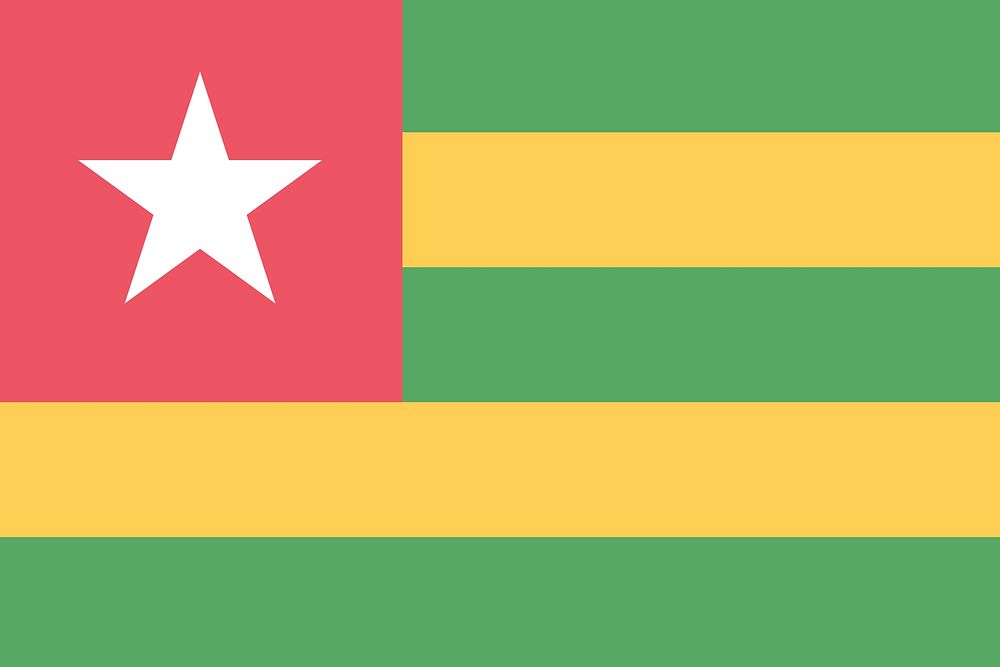 Flag of Togo illustration vector. Free public domain CC0 image.