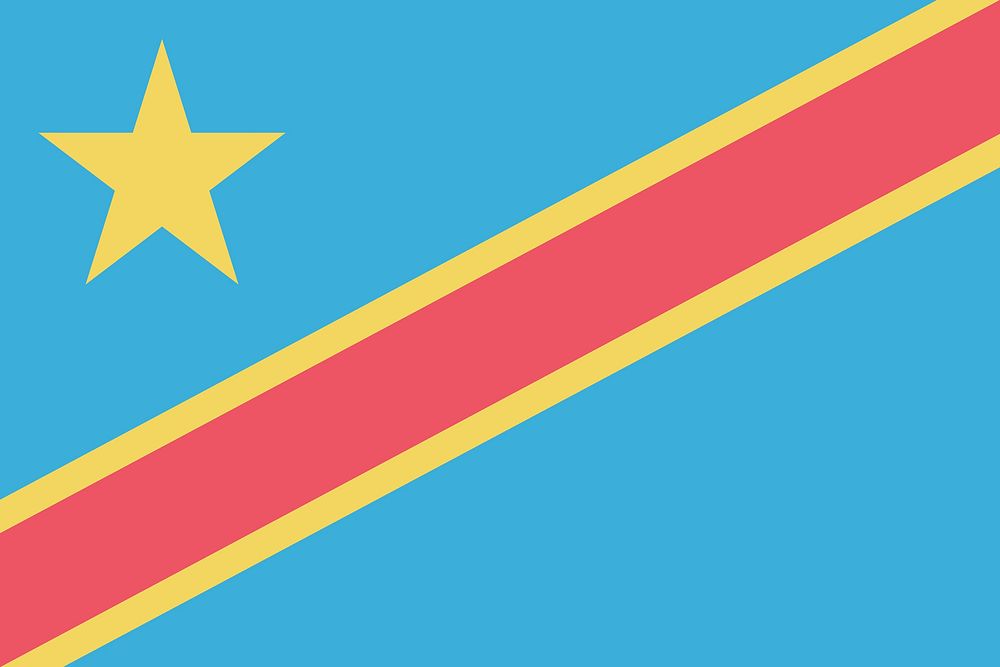 Flag of Congo-Kinshasa illustration. Free public domain CC0 image.