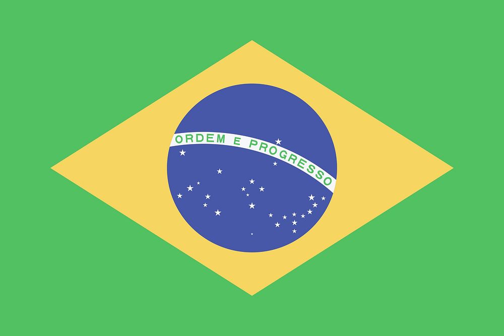 Flag of Brazil illustration. Free public domain CC0 image.