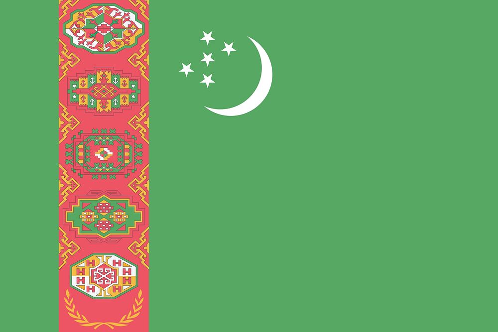 Flag of Turkmenistan clip art vector. Free public domain CC0 image.