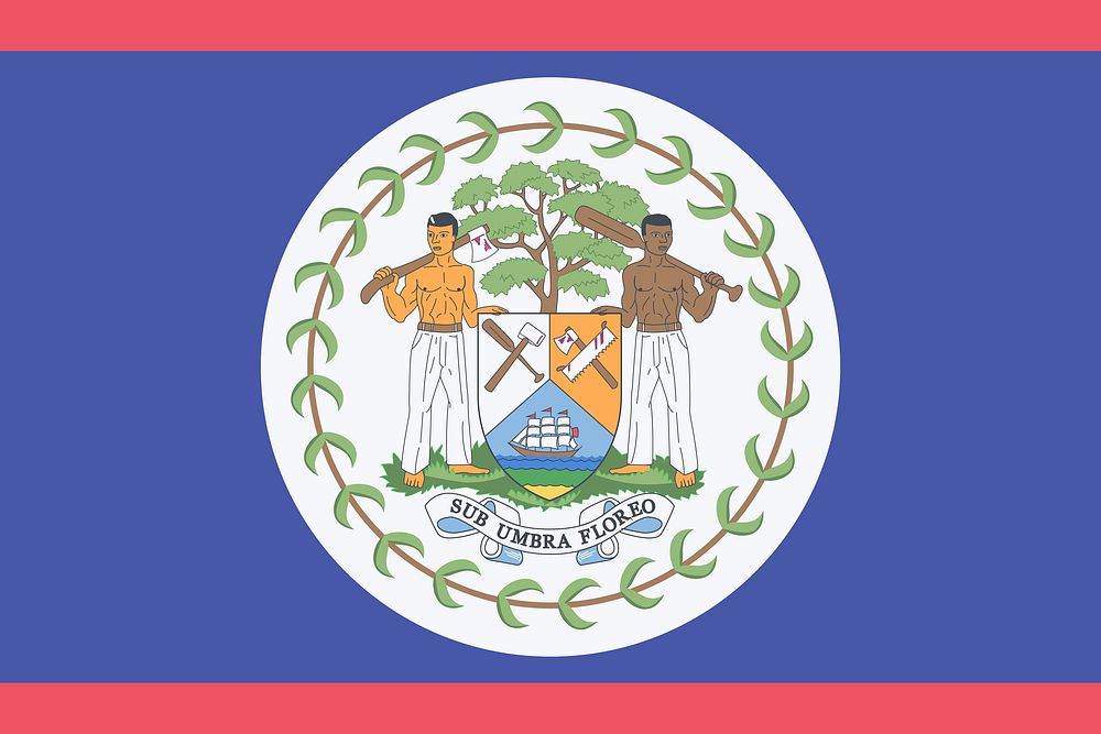 Flag of Belize clip art vector. Free public domain CC0 image.
