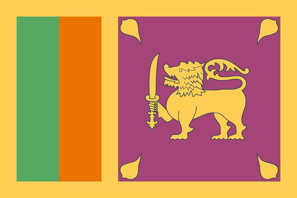 Sri Lanka flag illustration. Free public domain CC0 image.