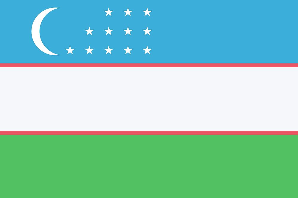 Flag of Uzbekistan illustration. Free public domain CC0 image.