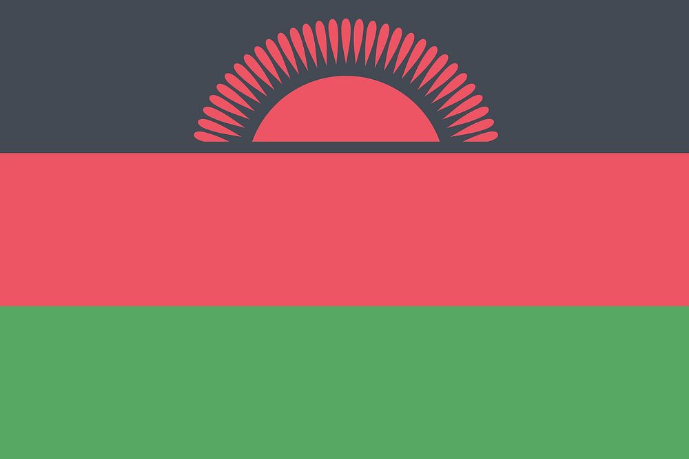 Flag of Malawi illustration vector. Free public domain CC0 image.