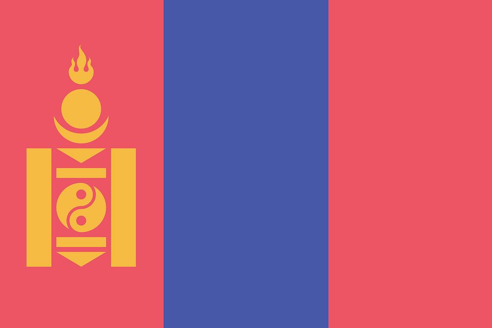 Flag of Mongolia illustration. Free public domain CC0 image.