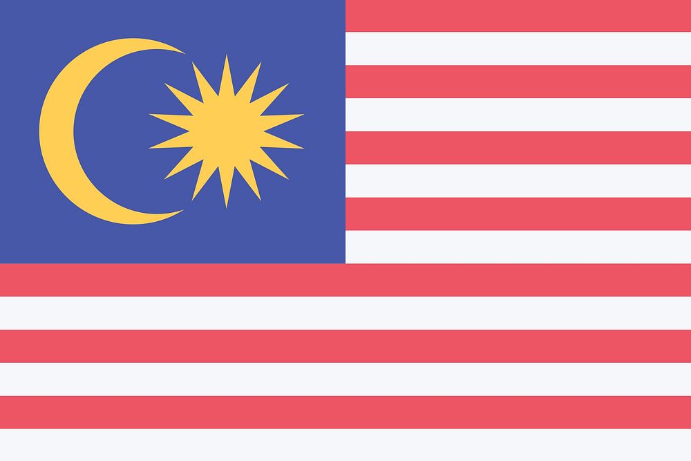 Flag of Malaysia illustration. Free public domain CC0 image.