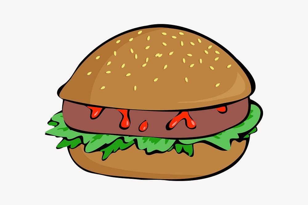 Hamburger illustration. Free public domain CC0 image.