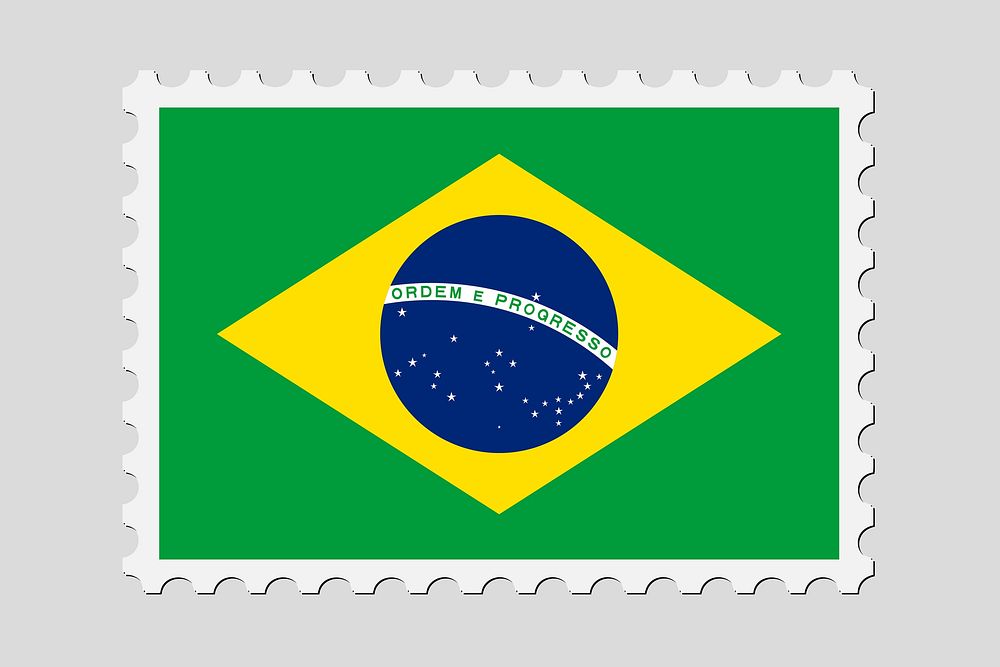 Brazilian flag stamp illustration. Free public domain CC0 image.