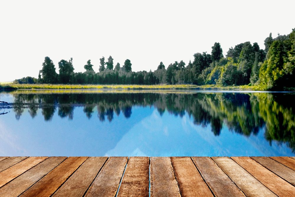 Water reflection landscape, border background  psd