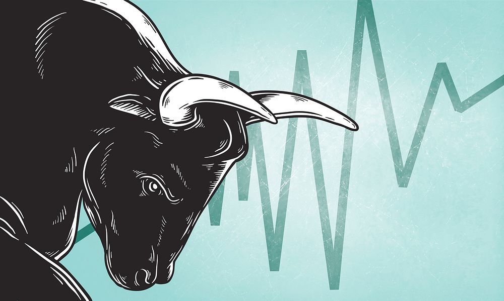 Bull stock market, finance illustration